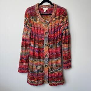 Sundance Pinebrook Multi-colored Button Down Wool Blend Cardigan Medium